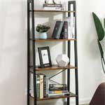 Wood and Metal Industrial Leaning Ladder Shelf