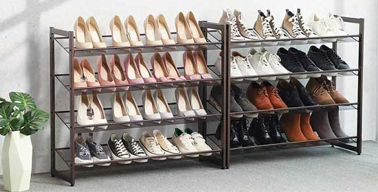 Angled Shoe Shelves Side by Side