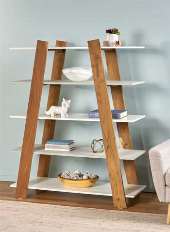Handcrafted Etagere Double Ladder Bookshelf with 5 Shelves