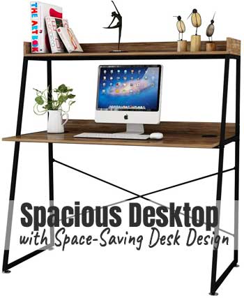 Home Office Desk with Large Desktop Surface with Small Footprint