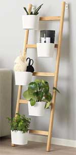 Ikea Leaning Plant Ladder with 5 Flower Post that Hang Off Ladder Rungs
