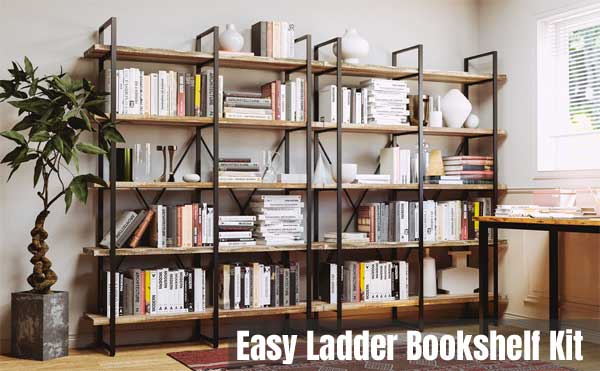 Easy DIY Industrial Ladder Bookshelf Kit