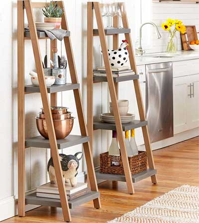 Kitchen Ladder Shelf for Storing Dishes, Cookbooks, Appliances and More