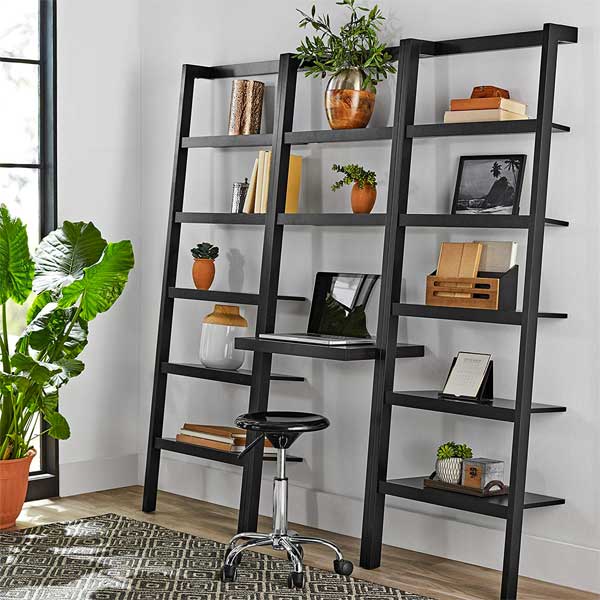Ladder Bookcase Desk A Complete Home Office 150 - Leaning Wall Desk With Shelves