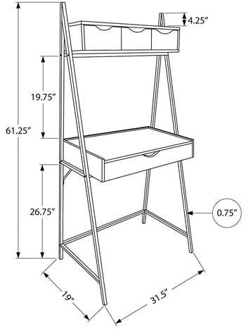 Wall Leaning Ladder Desk Dimensions