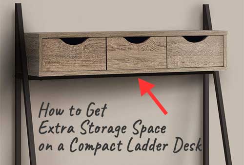 Upper Storage Drawers on Compact Ladder Wall Desk