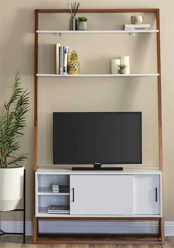 Ladder Shelf TV Stand with Upper Shelves