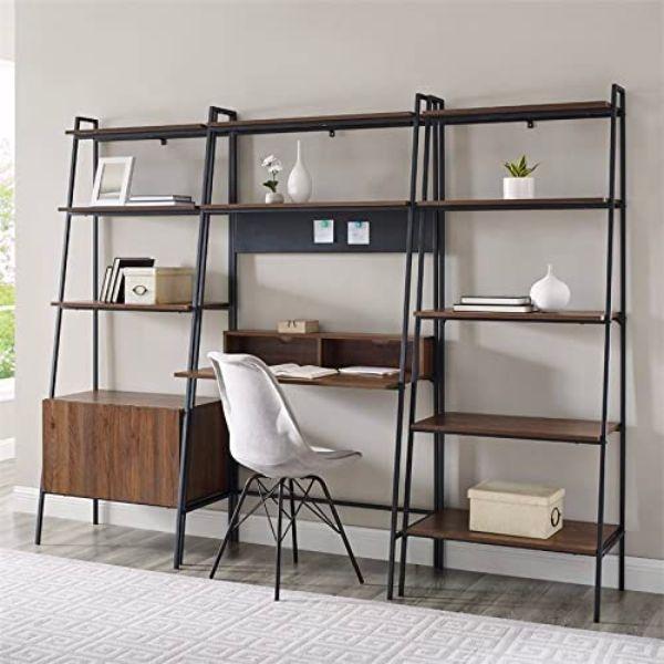 Leaning Ladder Bookcase Desk Uses Minimal Space and Provides Lots of Storage and a Work Space