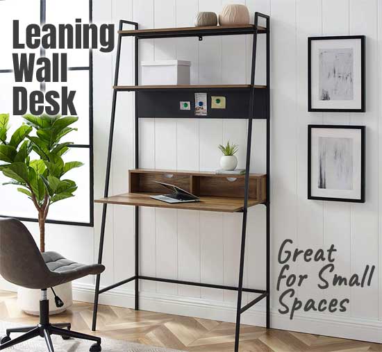 Industrial Leaning Wall Desk - Great for Small Spaces