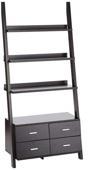 Leaning Wall Shelf with Drawers