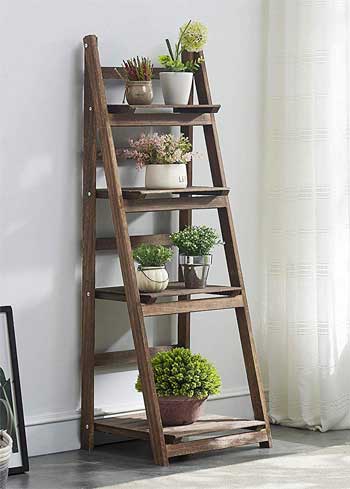 4-Tier Wood Plant Ladder Shelf for Displaying Plants in Your Home