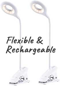 Rechargeable, Flexible Clip on Lights to Attach to Leaning Ladder Shelves