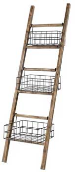 Shelf Ridgetop Ladder with 3 Metal Wire Baskets