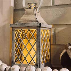 Vintage White Weathered LED Lantern for Beach Cottage Bathroom Decor