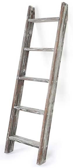 Weathered Wood Ladder Towel Rack