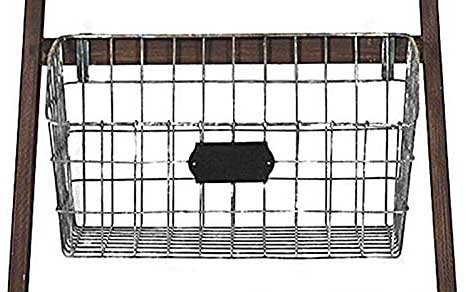 Wire Mesh Baset on Ladder Shelf with 5 Baskets for Easy, Decorative Storage